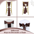 MDS Pack of 100 PCS Satin Chair Sashes Charmeuse Sateen Dining Chair Bows Ribbon Ties Back Sash for Wedding Party Birthday Home Hotel Restaurant Banquet Decoration (7 x 108 Inch, Coffee) - Image 4