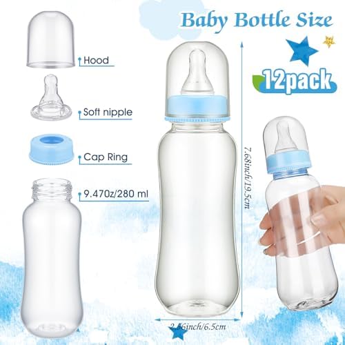 TrelaCo Blue Elephant Cool Baby Shower Games Bottle Chug Sign Wooden Elephant Theme Gift Sets Gender Reveal Party Favors and 12 Pcs Baby Bottle Shower Favor for Games Gender Reveal - Image 3