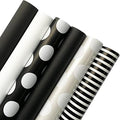 Jillson & Roberts All Occasion Reversible & Cut Lined Wrapping Paper Roll Bundle - Black and White Stripes and Dots (12.5 sq ft per roll, 75 Total Sq Ft) for Birthdays, Weddings, Graduations, Valentine's Day, Anniversaries, Christmas, 6 Pack by JillsonRoberts