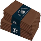 Brown Cloth Dinner Napkins 18x18 Inch - 12 Pack - Soft, Absorbent, Durable, Reusable, Washable - 100% Cotton with Hemstitch Mitered Edges - Ideal for Farmhouse Décor, Fall, Weddings by HEIRLOOMCOMFORT
