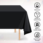 32 Pack Black Plastic Tablecloth for Rectangle Tables, Premium Decorative Black Disposable Table Cloths for Parties, Bulk Rectangle Party Table Cover for Birthday, Wedding, Anniversary, 54 x 108 Inch - Image 3