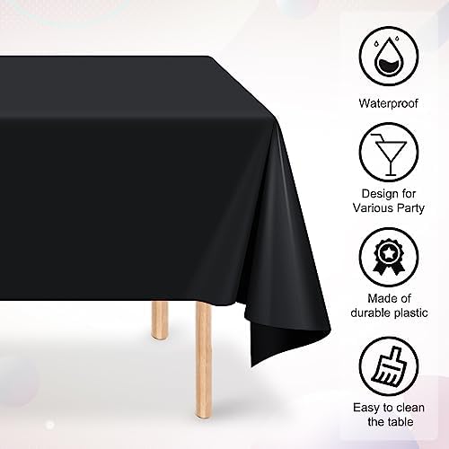 32 Pack Black Plastic Tablecloth for Rectangle Tables, Premium Decorative Black Disposable Table Cloths for Parties, Bulk Rectangle Party Table Cover for Birthday, Wedding, Anniversary, 54 x 108 Inch - Image 3
