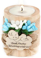 50 Piece Set Wooden Tealight Candle Holders, Baby Shower Party Favors, Party Favors for Guests, Return Gift for Guests,Fiesta Baby Shower Regalos para los invitados,Boy Baby Gender Reveal. (Blue) by JusFavors