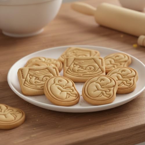 BAKERLOGY Set of 2 Pregnancy Ultrasound & 20 Week Fetal Baby Mini Cookie Cutter & Stamp Sets – Fondant Embossers for Cookies, Cupcakes, Baby Shower, Pregnancy Announcement, OBGYN, Midwife & Doula - Image 3
