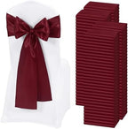 120 PCS Burgundy Satin Chair Sashes, 7 x 108 Inch by REWOMC