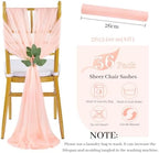 QueenDream Blush Chair Sashes Wedding: 36 Pieces Long Sheer Wedding Aisle Chair Decorations Tulle ChairCovers with Artificial Eucalyptus - Image 3