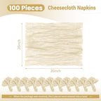 100 Pack Ivory Cloth Napkins 20x20Inch Cheesecloth Napkins - Image 2