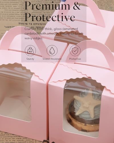 Bakepacker Auto Pop-up Cupcake Boxes, Pink, 3.6"X3.6"X4.3", 100 Count - Image 6