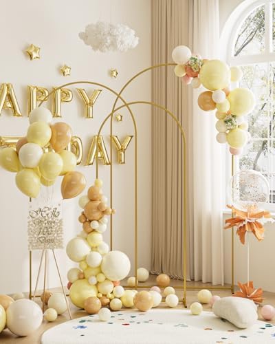 Wedding Arch, Metal Arch Backdrop Stand, Gold, 7.2FT, 6.6FT, 6FT - Image 4