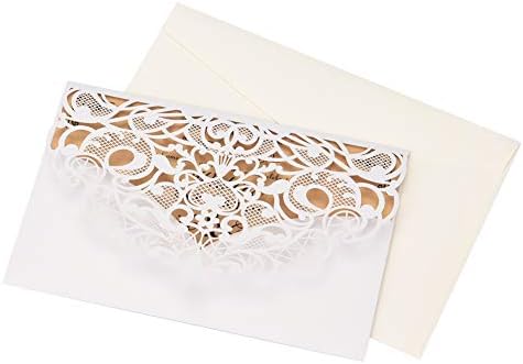 FOMTOR Laser Cut Wedding Invitation Cards Set w/Envelopes & Inserts & Seals – for Wedding, Bridal Shower, Graduation, Birthday Party, Engagement, Anniversary White 50Pcs - Image 5