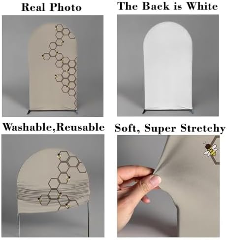 Hexagon Beehive Arch Backdrop Cover 8FT Honry Bee Stretchy Spandex Arch Stand Cover for Birthday Baby Shower Ceremony Wedding Party Decoration (Only Cover) - Image 3