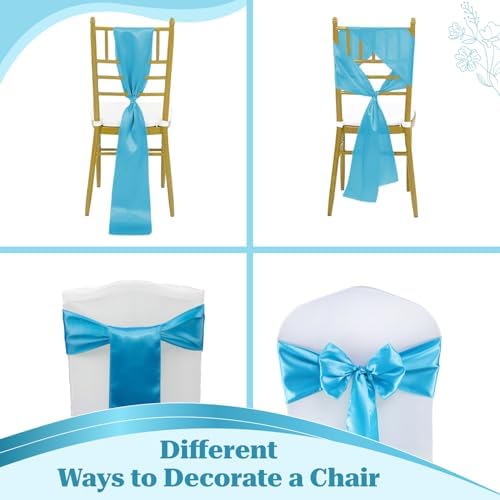 MDS® Pack of 75 Satin Chair Sashes for Wedding & Events – Turquoise - Image 4