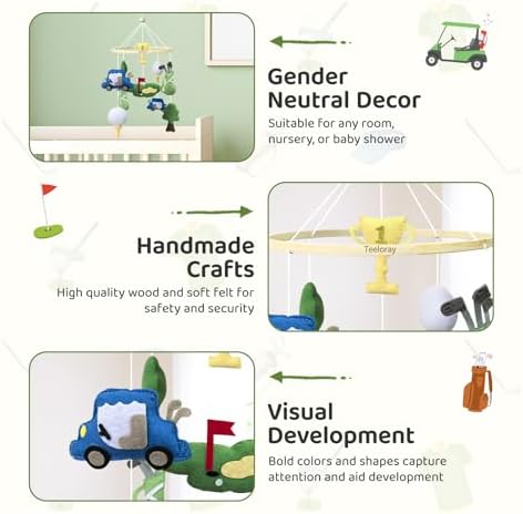Baby Crib Mobile Golf Mobile for Boys Handmade Toddler Room Decor - Image 5