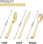 50 Pack Pre Rolled Gold Plastic Silverware Set with Napkins,Disposable Wrapped Heavy Duty Cutlery Set for Wedding Birthday Party-50 Forks,Knives,Spoons,Napkins,Utensils Set,Plasticware Bulk - Image 2