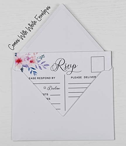 50 Blank RSVP Cards with White Envelopes-Floral & Leaves Style Response Card-RSVP for Wedding-Rehearsal Dinner-Baby Shower-Bridal Shower-Engagement Party Invitations - Image 6