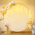 7.2 FT Ivory Round Backdrop Cover with Lights String for Circle Arch Stand Circle Backdrop Covers with LED Fairy Lights for Wedding Arch Baby Shower Birthday Party Photo Shoot Photography Background - Image 5