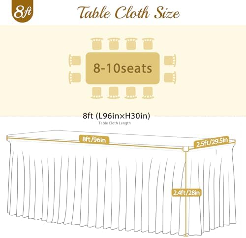 2 Pack Lavender Spandex Tablecloths for Rectangle Tables Light Purple Stretch Table Cloth Rectangle 8ft Lilac Elastic Fitted Table Cover with Skirt for Wedding Birthday Party Banquet Baby Shower - Image 7