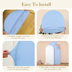 White Blue Photo Arch Backdrop Cover Set of 2-7.2 and 6ft Spandex Arch Covers Stretchy Backdrop Baby Shower Arch Stand Covers for Boys Birthday Party Wedding Balloon Arch Background Decorations - Image 6