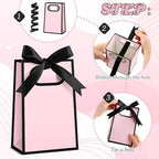 AmazingSpark 50 Pcs Pink Black Mini Gift Bags Bulk 6.3 x 3.9 x 2.8 Inch Party Favors Elegant Small Gift Bags with Handles and Ribbon Bows for Wedding Birthday Bridal Baby Shower Party Favors - Image 6