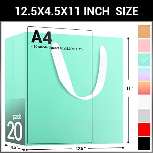 EUSOAR Kraft Bags with Handles, 20pcs 12.5" x 4.5" x 11" Kraft Paper Bag Bulk, Shopping Bags with Handle for Lunch Merchandise Party Wedding Birthday - Image 2