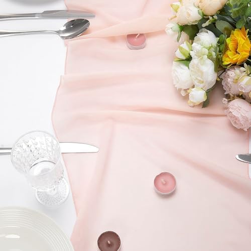 Sheer Chiffon Table Runner 35x12 Inches, Pink 12 Pack - Image 4