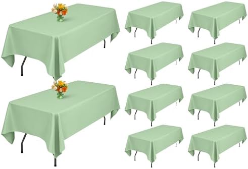 Showgeous 60x102 Inch Sage Green Rectangle Tablecloth 10 Pack Fit 6FT Table by Showgeous