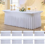 8 Pack Spandex Tablecloth for 6 Foot Rectangle Tables, Wrinkle Free Stretch Table Cloths 6ft Fitted Table Cover Desk Skirt for Parties Weddings Birthday Banquet Baby Shower by Htper
