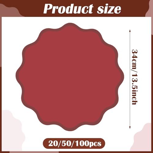 100Pcs Burgendy Red Thick Paper Placemats, Disposable Waterproof Place Mats - Image 2