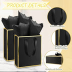 Yeaqee 50 Pcs Metallic Paepr Gift Bags Bulk with Handles,Black Gold - Image 3