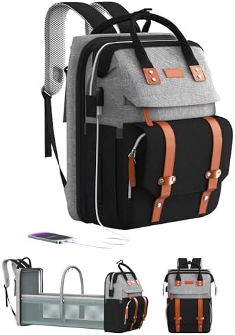 ISMGN Diaper Bag Backpack with Changing Station, Baby Diaper Bag，GreyBlack by ISMGN