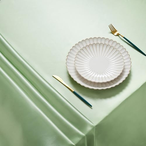 6 Pack Satin Table Cover Rectangle, 60 x 84 Inches, Sage Green - Image 3