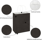 Toovip 100 Pack 8x4.75x10 Inch Medium Black Kraft Paper Bags with Handles Bulk, Gift Wrap Bags for Favor Grocery Retail Party Birthday Shopping Business Goody Craft Merchandise Take Out Sacks - Image 3