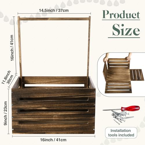 Suzile Baby Shower Crate Wooden Closet Baby Basket Gift,Black Walnut Color - Image 3