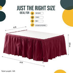 Exquisite Burgundy Table Skirt 48 Pack - Disposable Plastic Table Skirts for Rectangle Tables 6ft 8ft & Round Tables - 29in x 14ft Self-Adhesive Strip - Birthday Wedding Gender Reveal Decor - Image 4