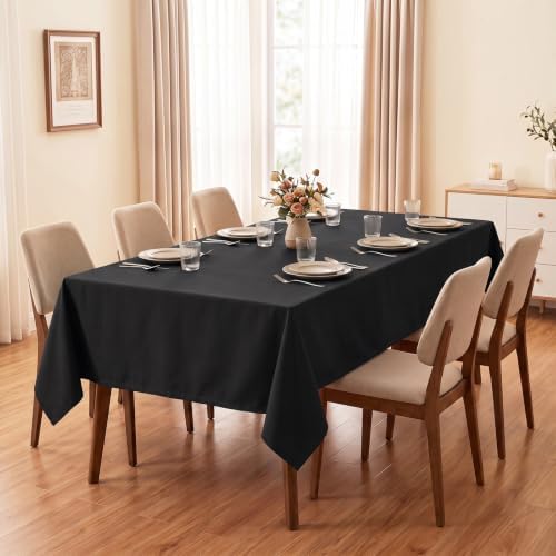 Thick Black Tablecloth, Water & Wrinkle Resistant, 54x120 Inch - Image 4