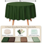 12 Pack Woodland Round Plastic Tablecloth, 84" Disposable Table Cover - Image 3