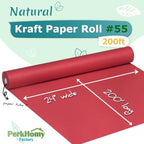 PerkHomy 24" x 2,400" (200') Red Kraft Paper Roll for Craft Bulletin Board Paper Art Table Covering Crafting Gift Wrapping Bouquet Packing Parcel 80GSM 55LB (Red, 24" x 200') - Image 2
