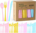 300Pcs Pastel Plastic Silverware Set, Full Size Disposable for Dinner by COSINIA