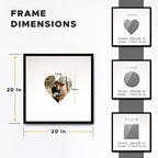 20x20 Square Black Autograph & Signature Picture Frame With Blue Heart Opening Photo Mat for 8x8 Pictures Wooden Picture Frames - Birthday, Baby Shower, Memorial Signing Board, Matted Frame - Image 3