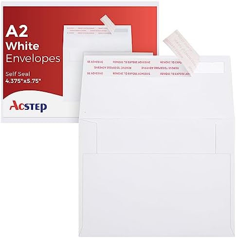 ACSTEP 3000PACK A2 Envelopes White 4.375x5.75 Envelopes Self Seal for Greeting Cards, Wedding, Invitations, RSVP cards, Thank You Note Cards, Notice, and Announcements. by ACSTEP