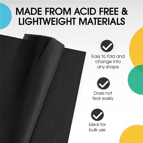Party Solids Black Tissue Paper for Gift Bags 15" X 20" 480 Sheets - Image 3