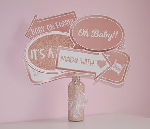 Baby shower photo booth props. Rose gold. Baby shower girl. 10 props ready to use. - Image 3
