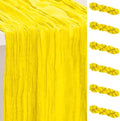 6 Pack Yellow Cheesecloth Table Runner 35x120 Inch 10Ft Rustic Gauze Cheese Cloth Table Runner Sheer Cheesecloth Table Runners for Wedding Party Bridal Shower Decoration by SuBleer