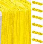 6 Pack Yellow Cheesecloth Table Runner 35x120 Inch 10Ft Rustic Gauze Cheese Cloth Table Runner Sheer Cheesecloth Table Runners for Wedding Party Bridal Shower Decoration by SuBleer