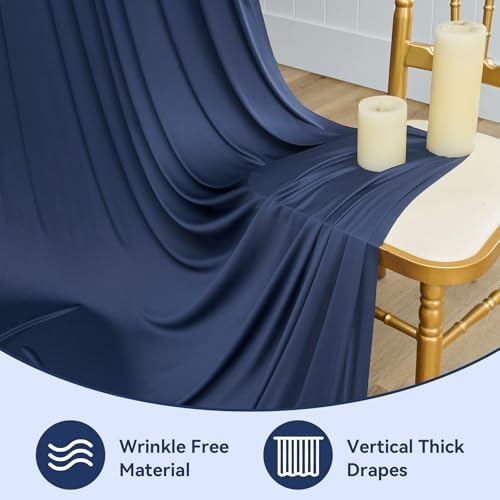 10x16ft Navy Blue Backdrop Curtain for Party, 2 Panels Wrinkle Free 16 Foot Long Polyester Photo Backdrop Drapes Photography Background for Wedding Birthday Gathing - Image 4