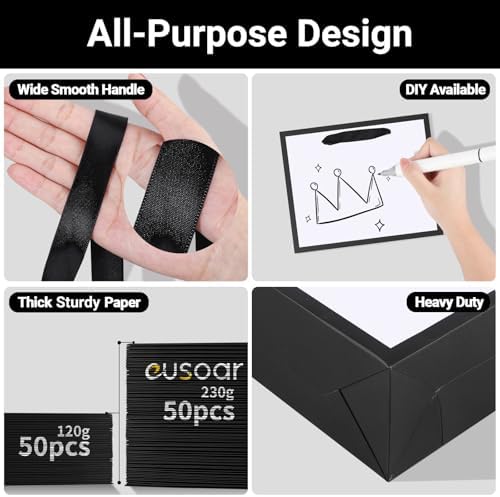 EUSOAR Small Paper Bags, 50pcs 8.6"x3.9"x7"Thank You Gift Wrap Bags with Handles Bulk, Shopping Present Wrapping Bag Bulk Grocery Retail Craft Wedding Birthday Party Favor Bag - Image 3