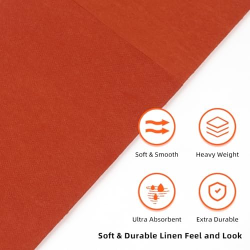 KAMMAK Dinner Napkins Disposbale Cloth Like Paper Napkins with Pocket 100 Pack Terracotta and Orange Wedding Reception Guest Hand Towel for Party Decoration, Bathroon, Kitchen (16.5 x 16.5 inch) - Image 6