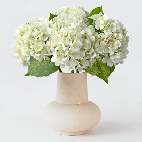 ZYTUYO 20 inches 4 Pcs Ivory White Real Touch Hydrangea Artificial Flowers Boho Lifelike Real Looking Latex Hydrangeas Flower with Long Stem for Home Decor Spring Table Centrepiece by ZYTUYO