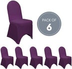 YOUR CHAIR COVERS - 6 Pack Eggplant Stretch Spandex Banquet Chair Covers - Wedding Slip Premium Quality Cover - Image 5