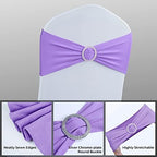 Babenest 100PCS Spandex Chair Sashes Bows with Buckle for Wedding, Purple - Image 4